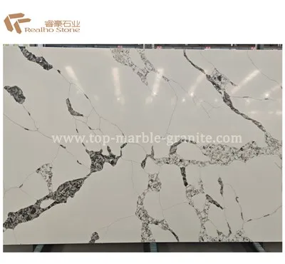 White Calacatta Quartz Slab For Countertop