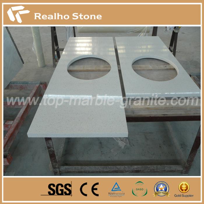 Snow White Sparkle Quartz Stone Vanity tops