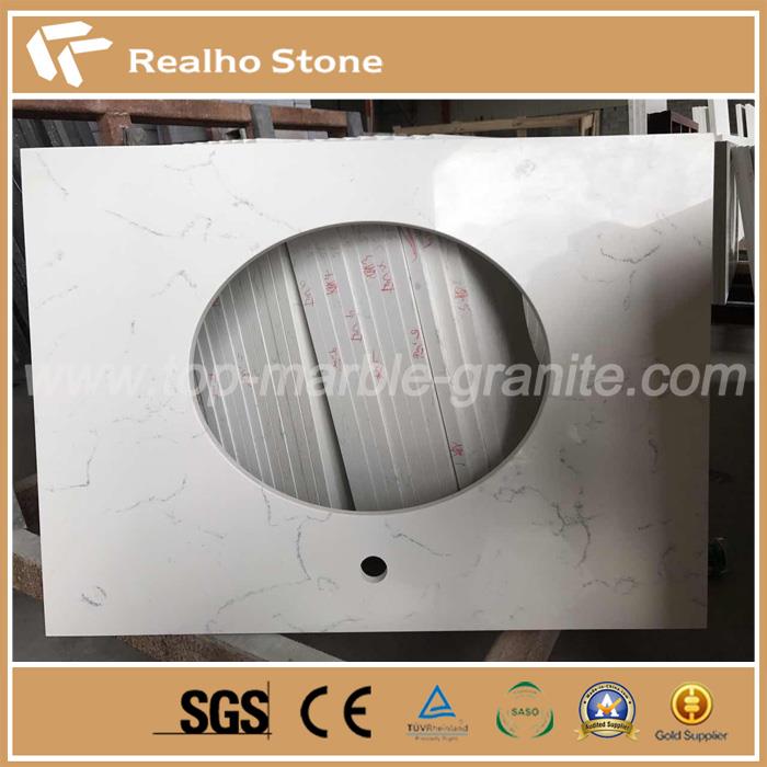 Carrara White Artificial Quartz Stone For Bathroom Vanity Top