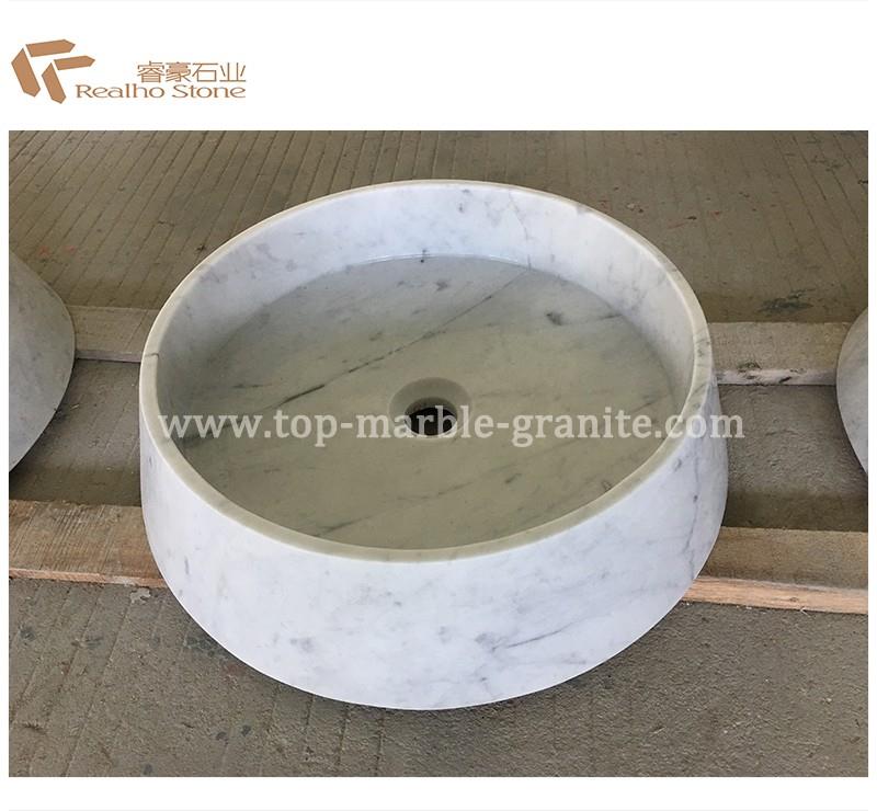 Carrara White Marble Round Up Mount Sink2
