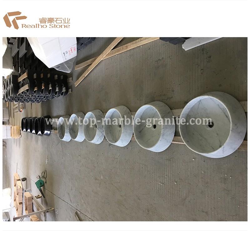 Carrara White Marble Round Up Mount Sink3