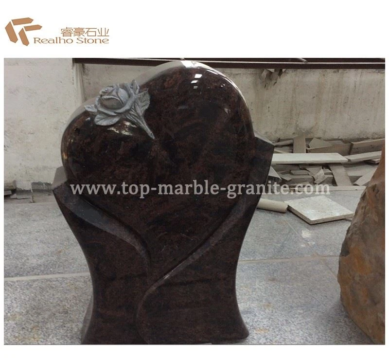 heart shape tombstone with rose