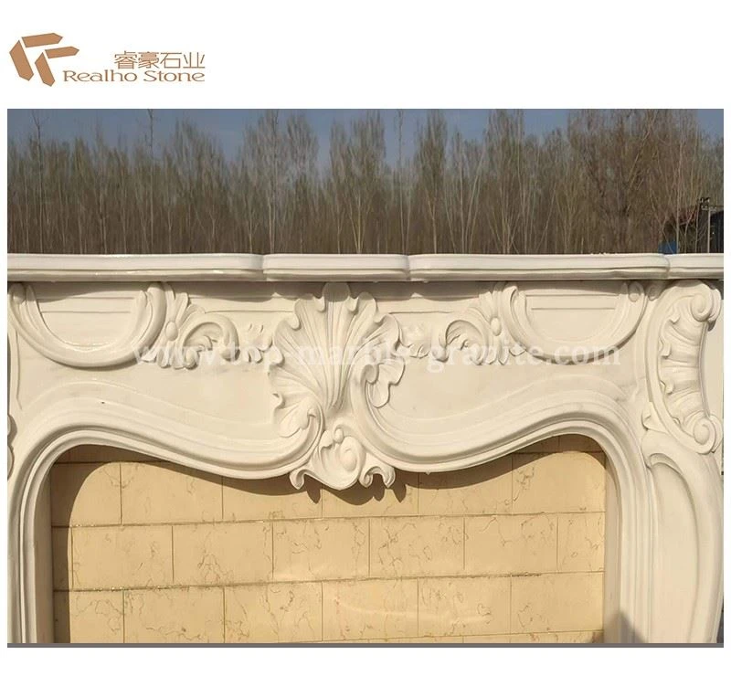 hand-carved fireplace