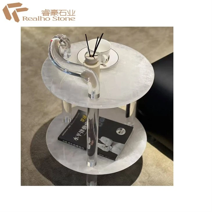 White Crystal Natural Stone Vanity Top Coffee Table Top factory
