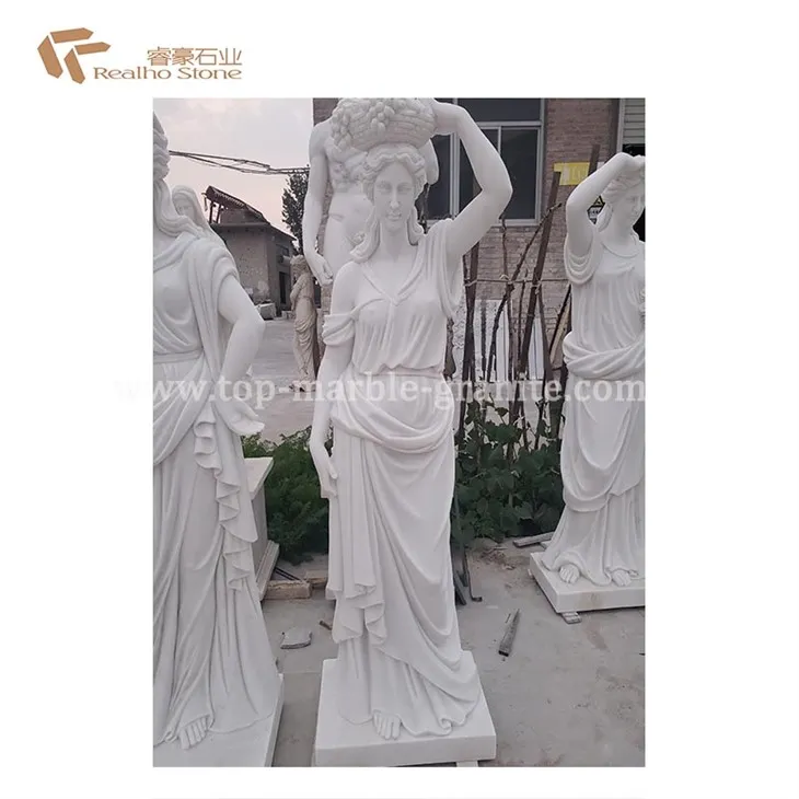Chinese Factory Cheap Price White Marble Lady Stone Statue Figure