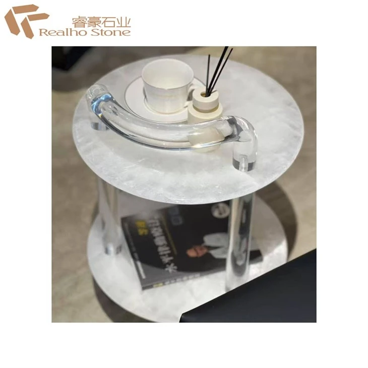 White Crystal Natural Stone Vanity Top Coffee Table Top high quality