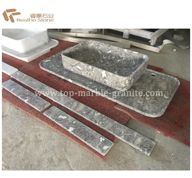 Kingflower Grey Marble Bathrrom Stone Sinks suppliers