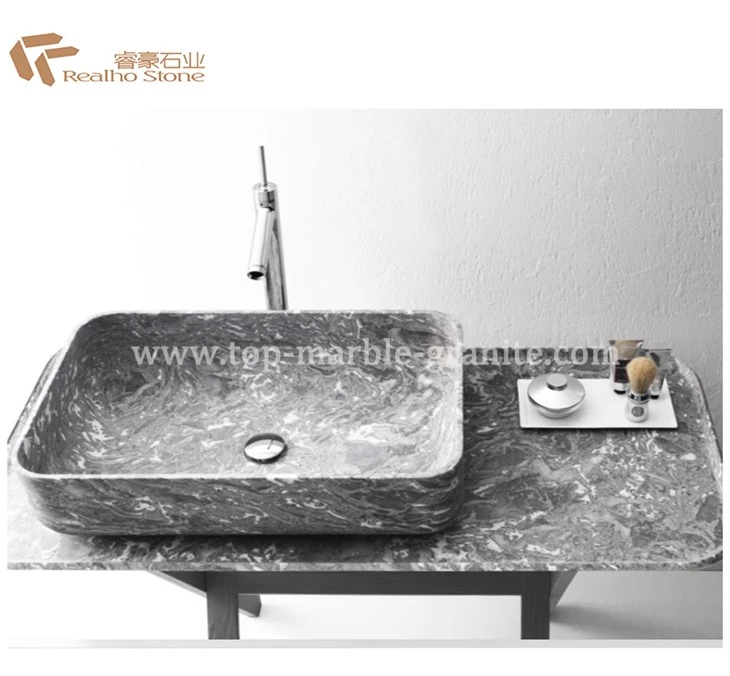 Kingflower Grey Marble Bathrrom Stone Sinks