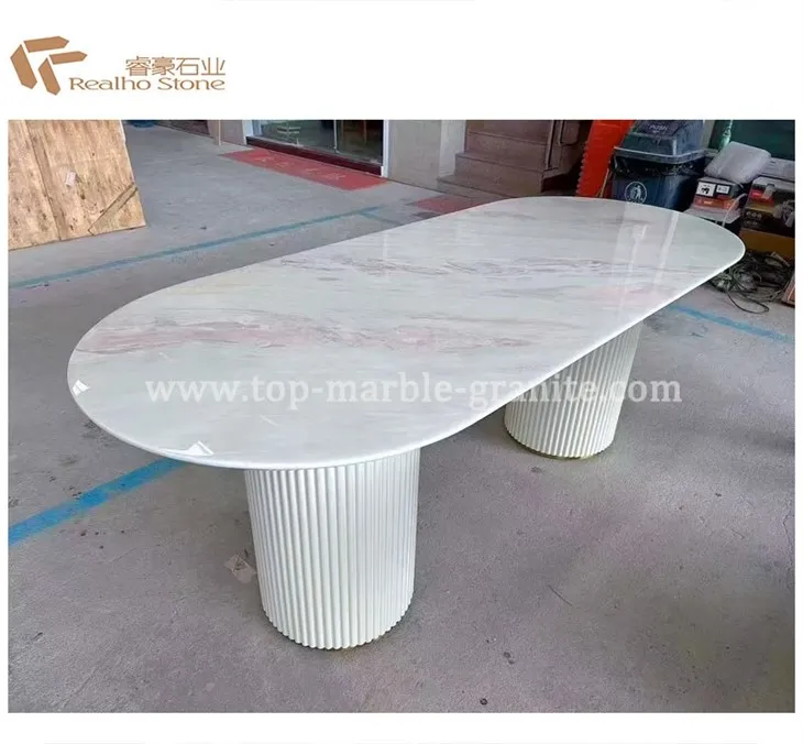 pink marble table