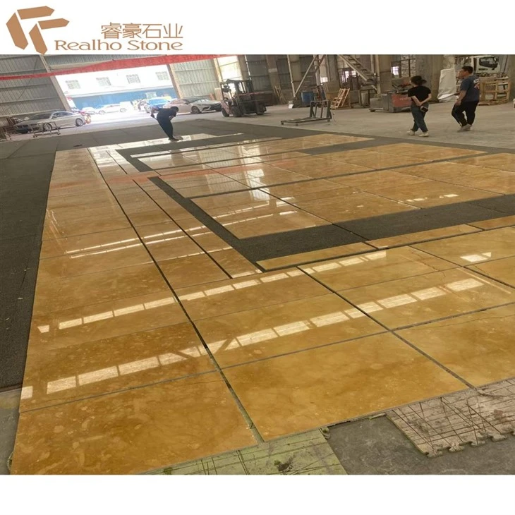 polished honed gold marble slab tile