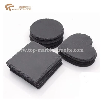 Black Natural Slate Stone Dinner Plate