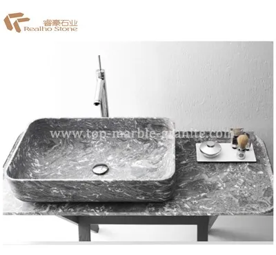 Kingflower Grey Marble Bathrrom Stone Sinks