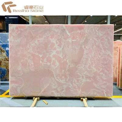 Polished Honed Pink Onyx Slab Tile For Sale