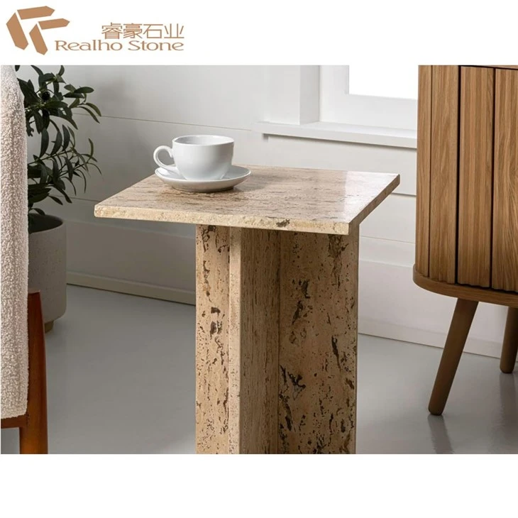 Travertine Side Table——Square Simple Style