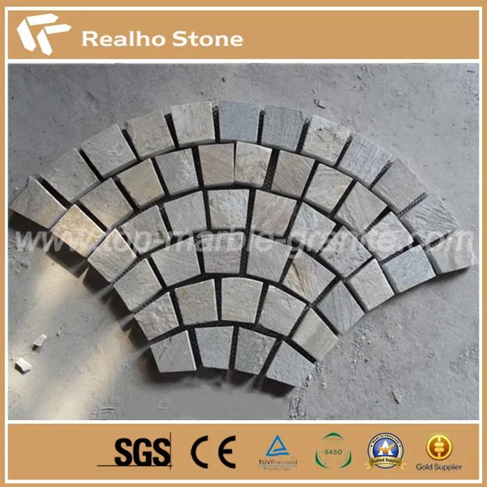 Meshed Fan-shaped Slate Paver Stone
