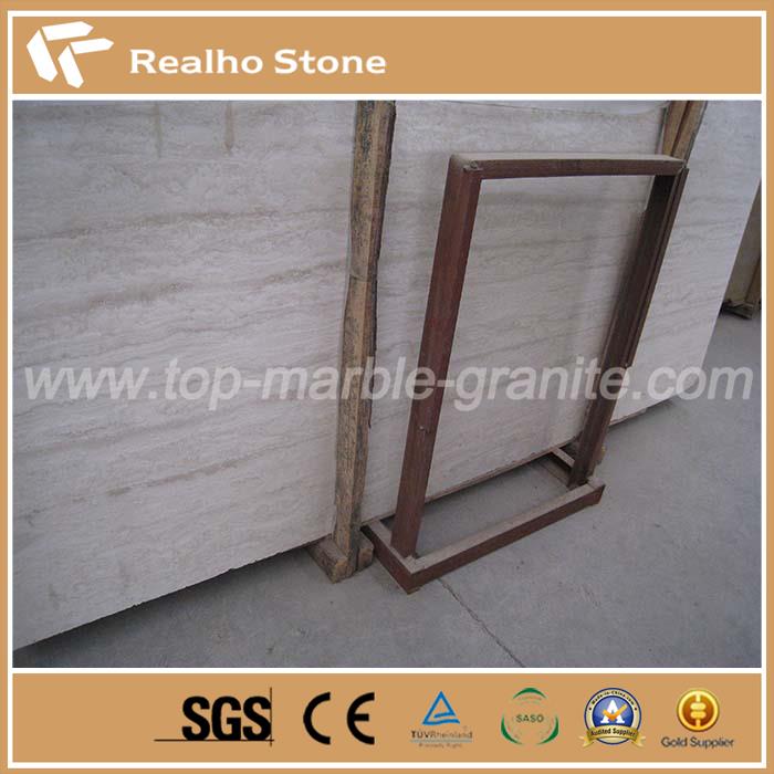 Nature Unfilled Honed Surface Super White Travertine Slab for Wall Decoration
