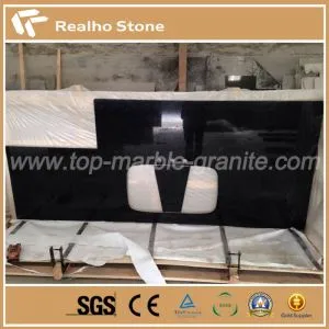 Prefab Kitchen Polished Black Pearl Granite Countertop