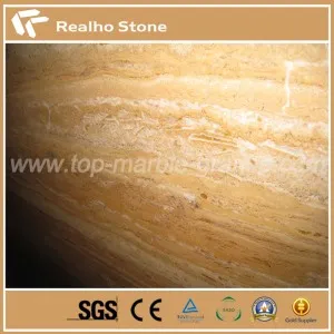 Turkish Polished Golden Travertine Slab with Hotel Project