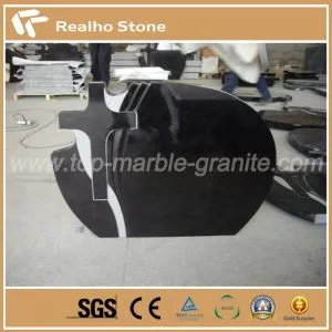 Absolute Black Granite Upright Memorial Cross Headstone
