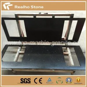 Polished Sparkling Black Quartz Countertop