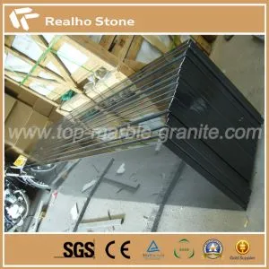 Laminated Straight Polished Edge Pure Black Granite Countertop For Kitchen Tops
