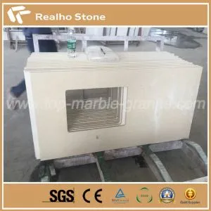 Polished Solid Surface Beige Blizzard Quartz Stone Bathroom Vanity Tops