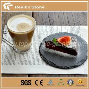 Round Natural Slate Dining Serving Plates
