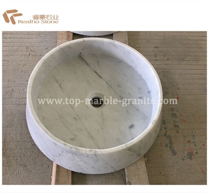 Carrara White Marble Round Up Mount Stone Basin