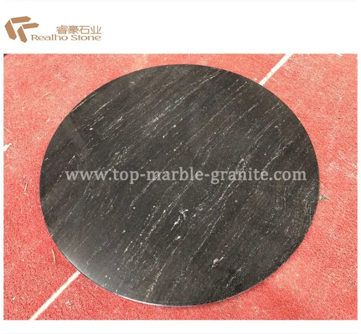 Round Shape Angtha Black Granite Table Tops