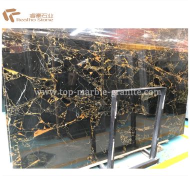 Athens Black Portoro Gold Marble Slab