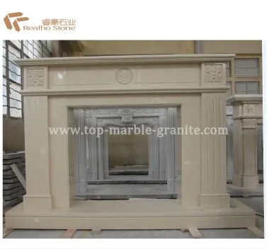 Beige Marble Fireplace Surround