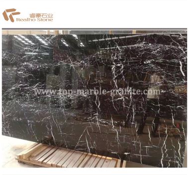 Italian Black Marble Slabs With White Veins