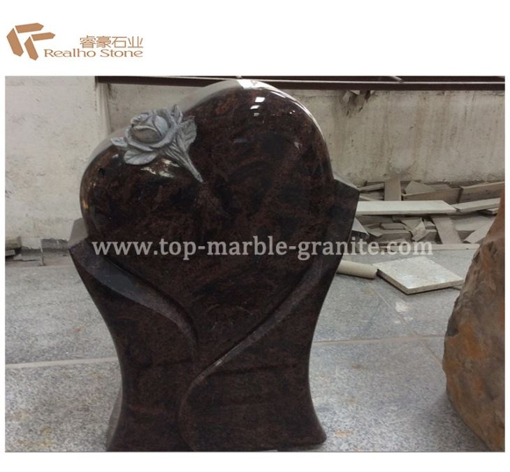 heart shape tombstone with rose