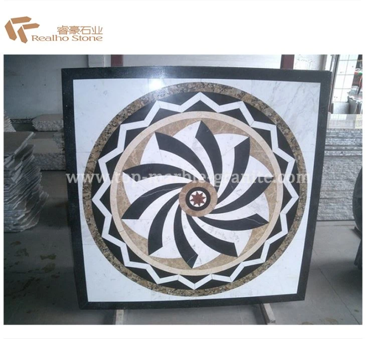 Marble Inlay Stone Water Jet Floor Medallion