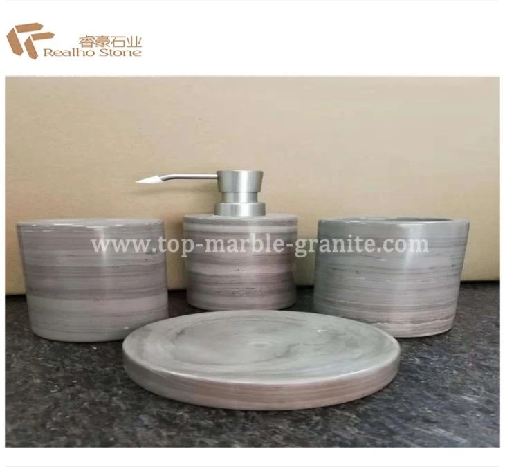 OEM White Jade Stone Toilet Accessories Bathroom Accessory Set