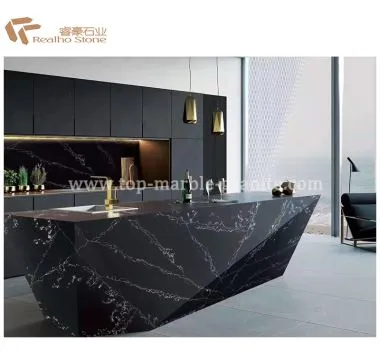 Black Quartz Kitchen Island Top