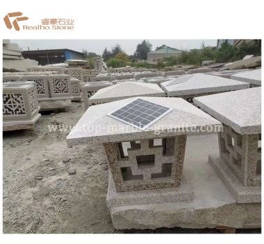 Natural Granite Lantern With Solar Energy