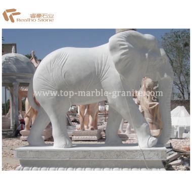 Natural Marble Carved Big Elephant Figurine