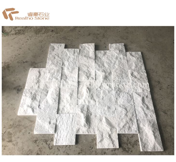 Split Surface Natural White Stone Wall Facade