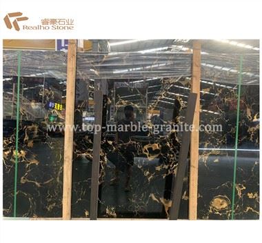 Polish Black Gold Rose Marble For Home Decoration