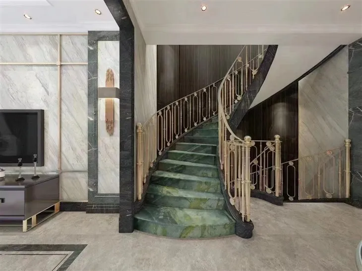 green marble stairs