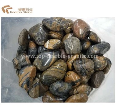 Tiger Skin Polished Pebbles For Aquarium Garden Landscaping